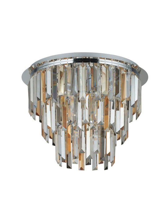 Searchlight Clarissa 5Lt Flush Chroom & Helder, Smoked & Amber Glas