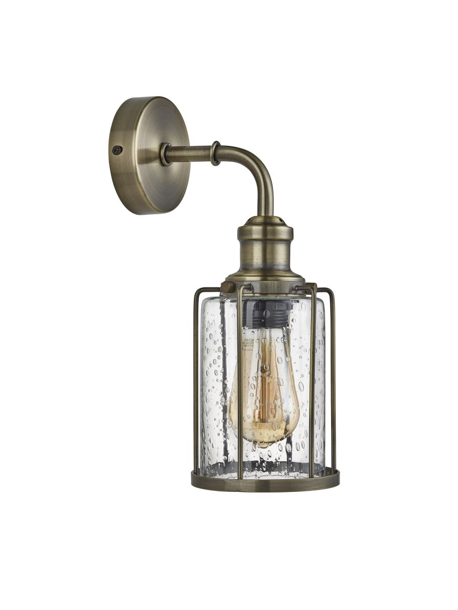 Searchlight Pipes Wandlamp Antique Messing Metaal & Seeded Glas