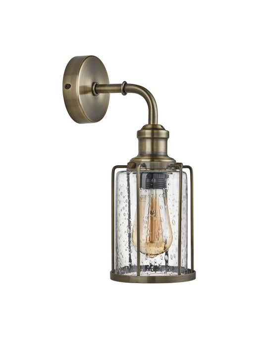 Searchlight Pipes Wandlamp Antique Messing Metaal & Seeded Glas