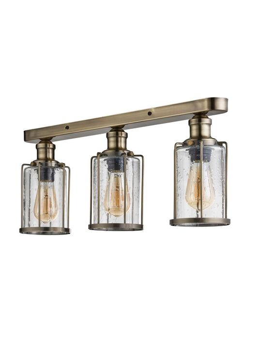 Searchlight Pipes 3Lt Flush Antique Messing Metaal & Seeded Glas