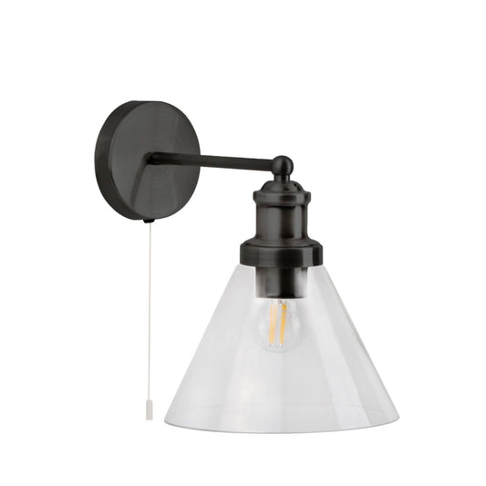 Searchlight Pyramid Wandlamp Zwart Metaal & Glas
