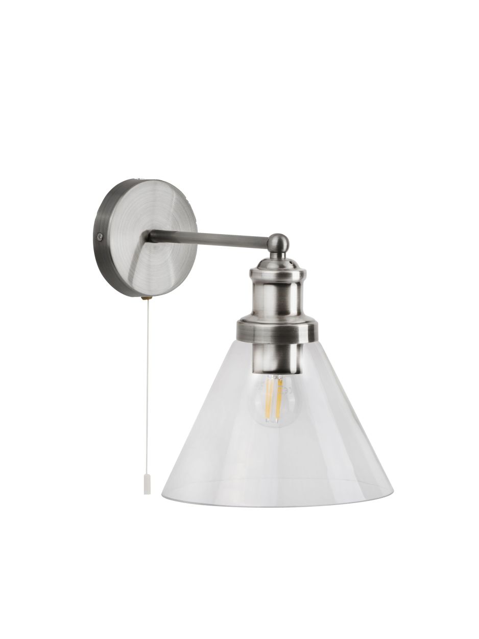 Searchlight Pyramid Wandlamp Satin Zilver & Glas Shades