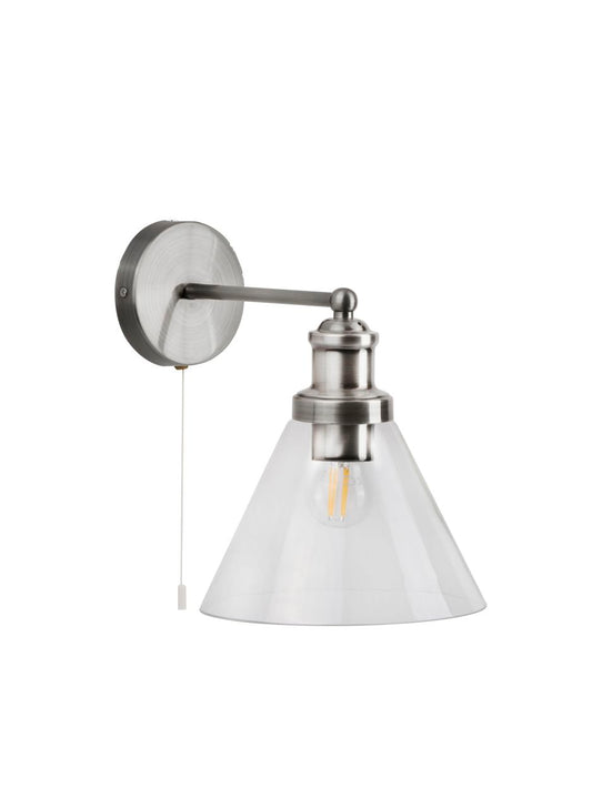 Searchlight Pyramid Wandlamp Satin Zilver & Glas Shades