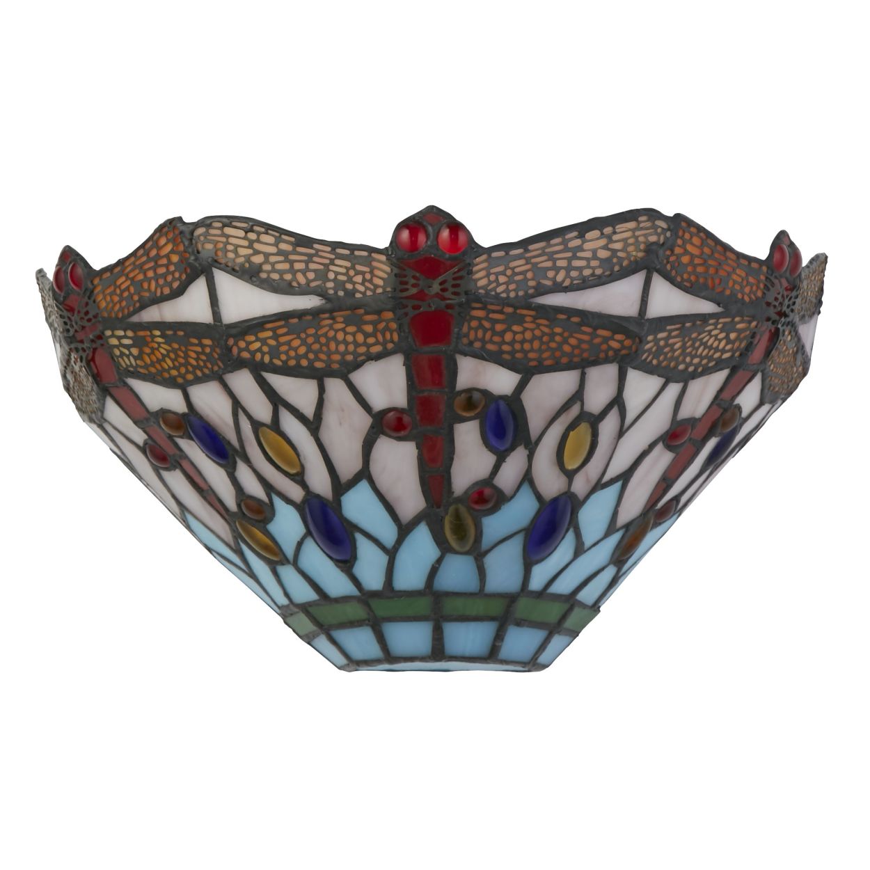 Searchlight Dragonfly Wandlamp Antique Messing Metaal & Stained Glas