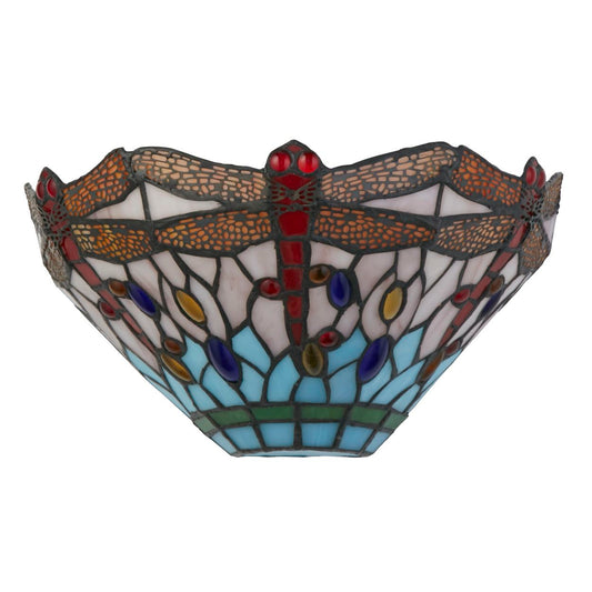 Searchlight Dragonfly Wandlamp Antique Messing Metaal & Stained Glas