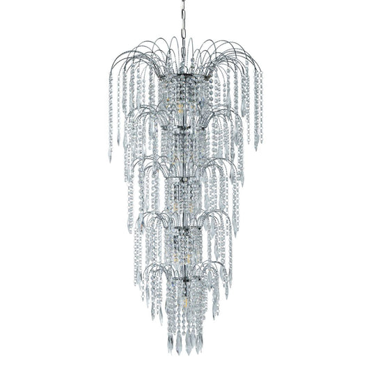 Searchlight Waterfall 13Lt Kroonluchter Chroom Metaal & Kristal
