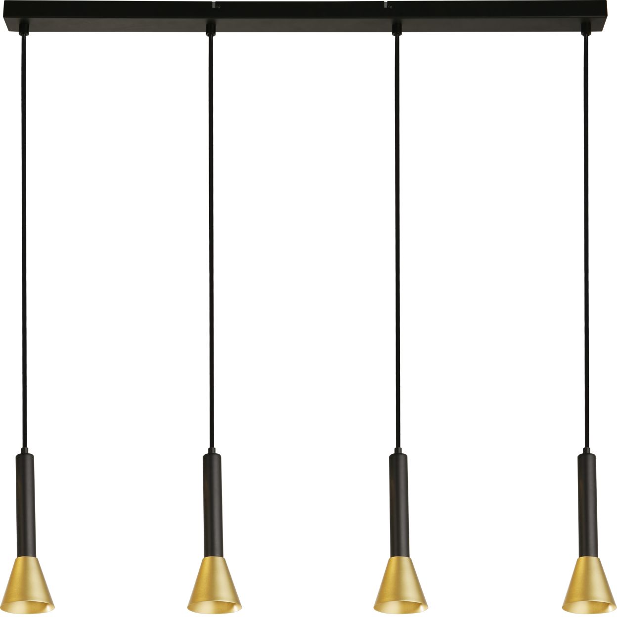 Searchlight Signal 4Lt Bar Hanglamp Zwart & Goud Metaal