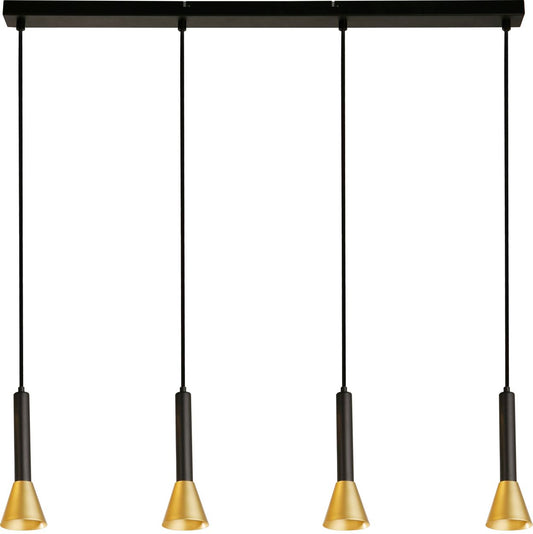 Searchlight Signal 4Lt Bar Hanglamp Zwart & Goud Metaal