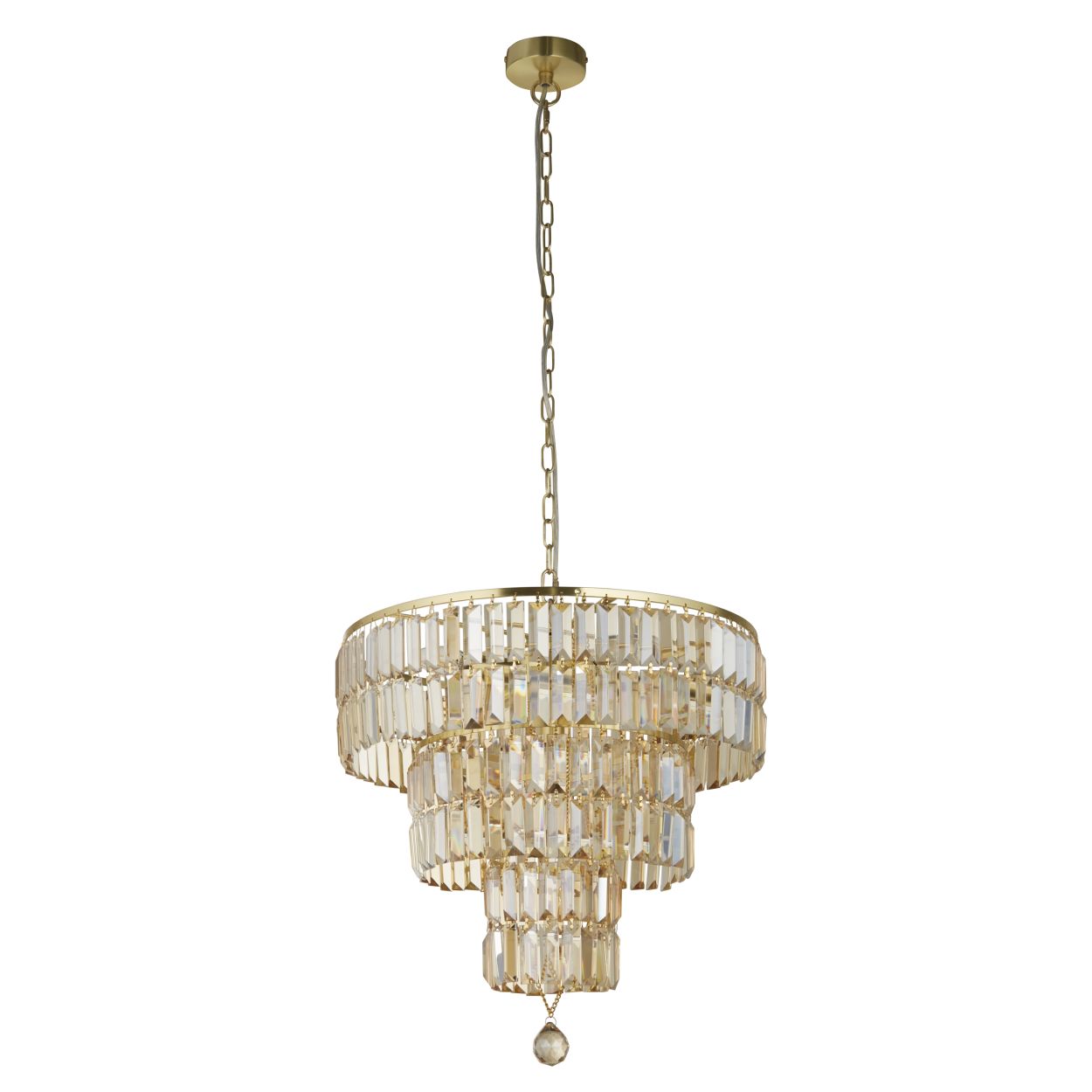 Searchlight Empire 5Lt Hanglamp Satin Messing Metaal & Champagne Glas