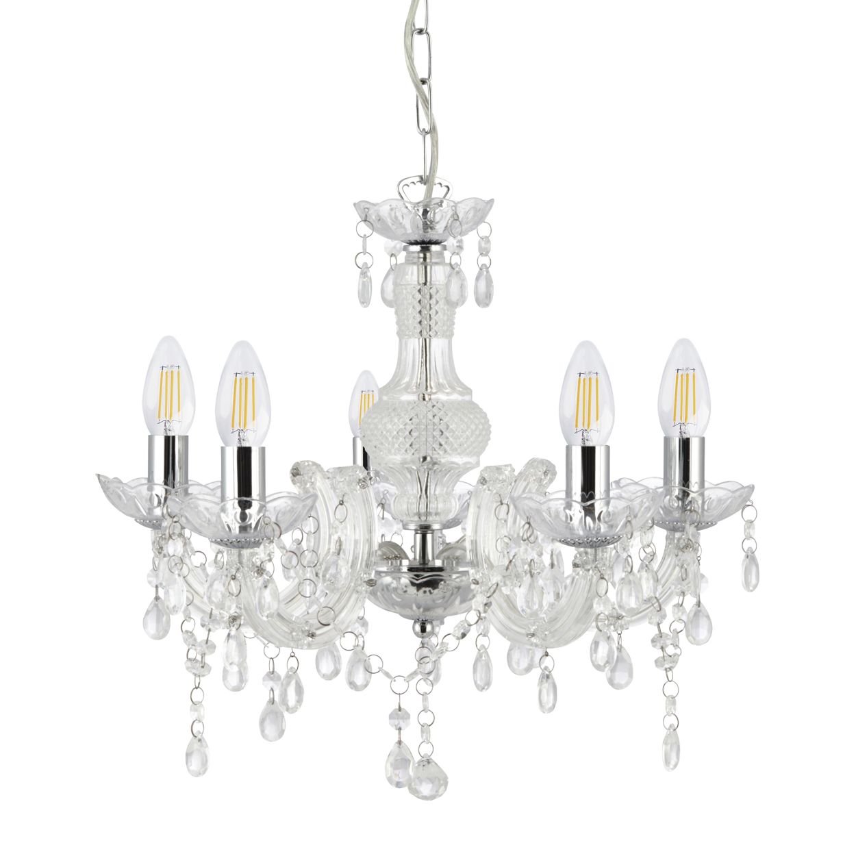 Searchlight Marie Therese 5Lt Hanglamp Helder Glas & Acryl