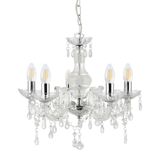 Searchlight Marie Therese 5Lt Hanglamp Helder Glas & Acryl