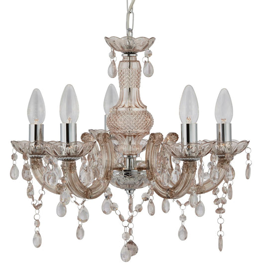Searchlight Marie Therese 5Lt Hanglamp Mink Glas & Acryl