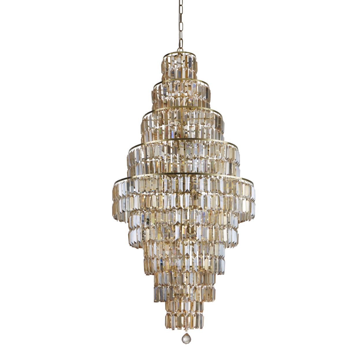 Searchlight Empire 13Lt Kroonluchter Satin Messing Metaal & Champagne Glas