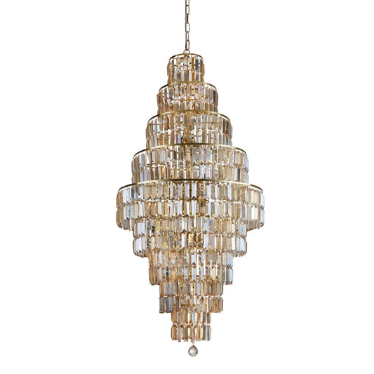 Searchlight Empire 13Lt Kroonluchter Satin Messing Metaal & Champagne Glas