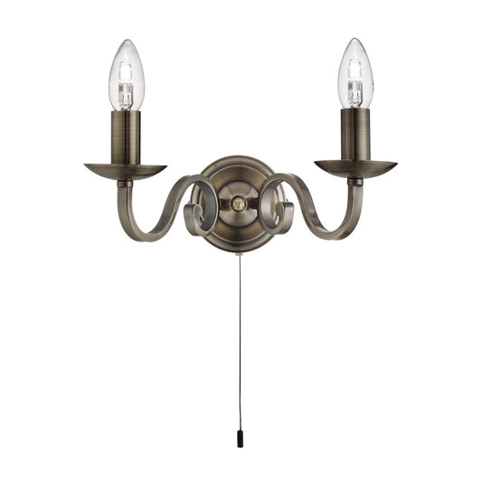 Searchlight Richmond 2Lt Wandlamp Antique Messing Metaal