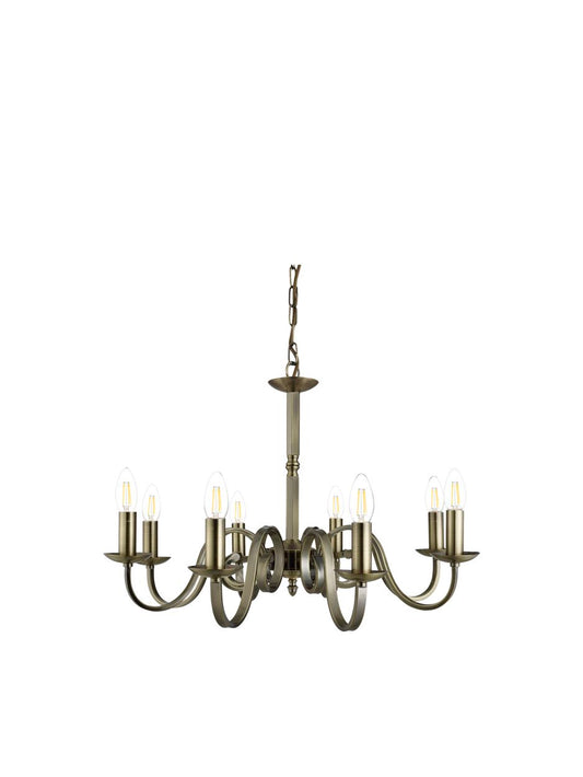 Searchlight Richmond 8Lt Hanglamp Antique Messing Metaal