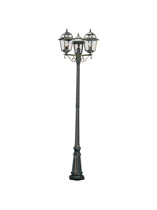 Searchlight New Orleans  Outdoor Post - Black Gold Metal & Glass