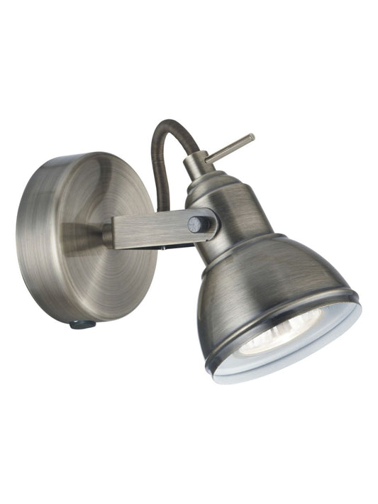 Searchlight Focus Spot Wandlamp Satin Zilver Metaal