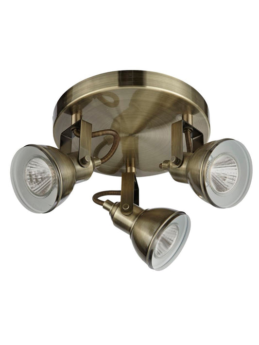Searchlight Focus 3Lt Rond Spot Antique Messing Metaal