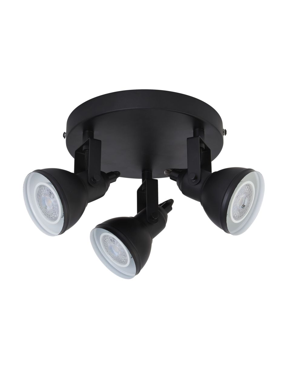Searchlight Focus 3Lt Rond Spot Zwart Metaal