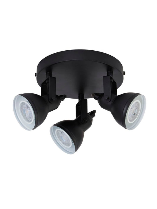 Searchlight Focus 3Lt Rond Spot Zwart Metaal