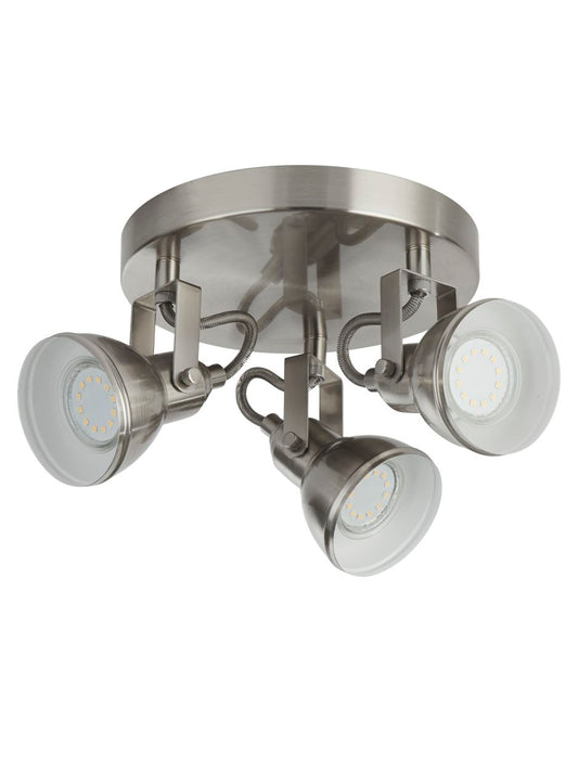 Searchlight Focus 3Lt Rond Spot Satin Zilver Metaal