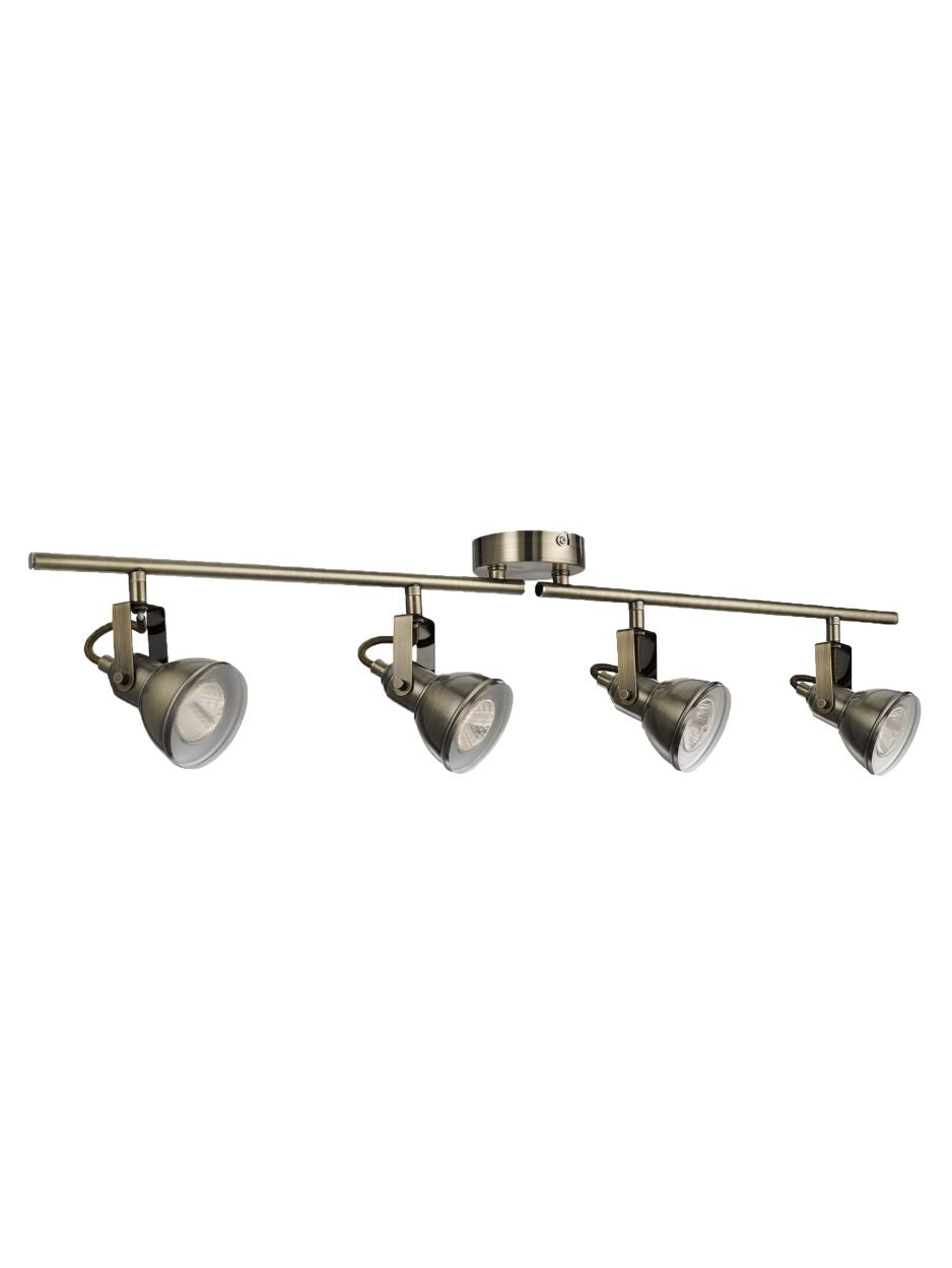 Searchlight Focus 4Lt Split Bar Spot Antique Messing Metaal