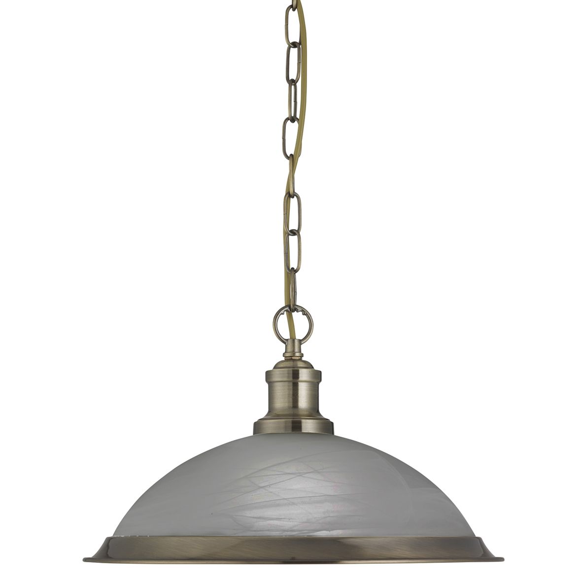 Searchlight Bistro Hanglamp Antique Messing Metaal & Acid Glas
