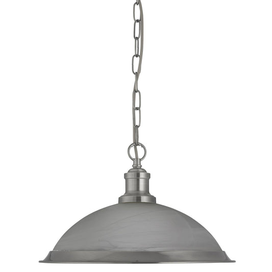 Searchlight Bistro Hanglamp Satin Zilver Metaal & Acid Glas