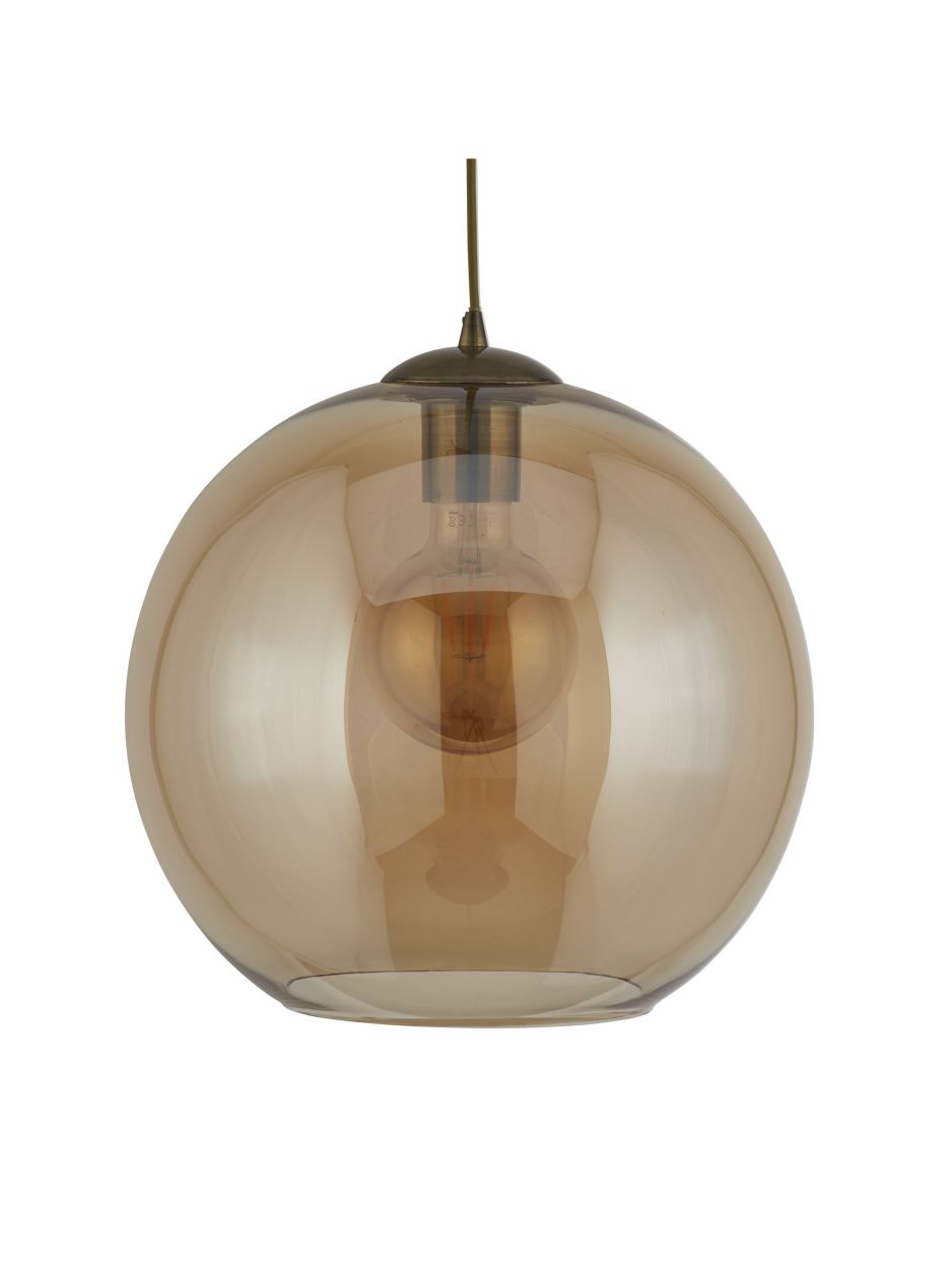 Searchlight Balls Hanglamp Antique Messing Metaal & Amber Glas