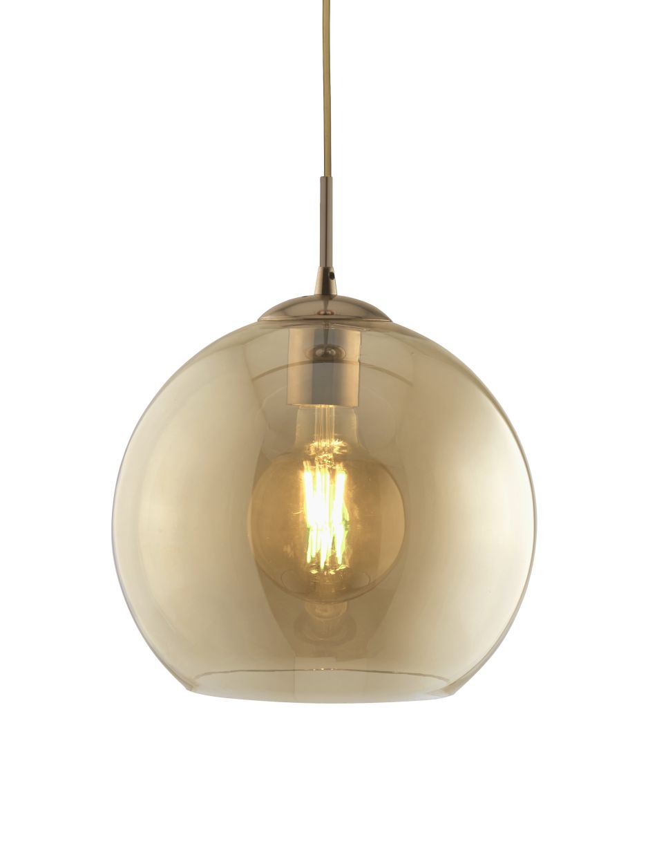 Searchlight Balls Hanglamp Antique Messing Metaal & Amber Glas