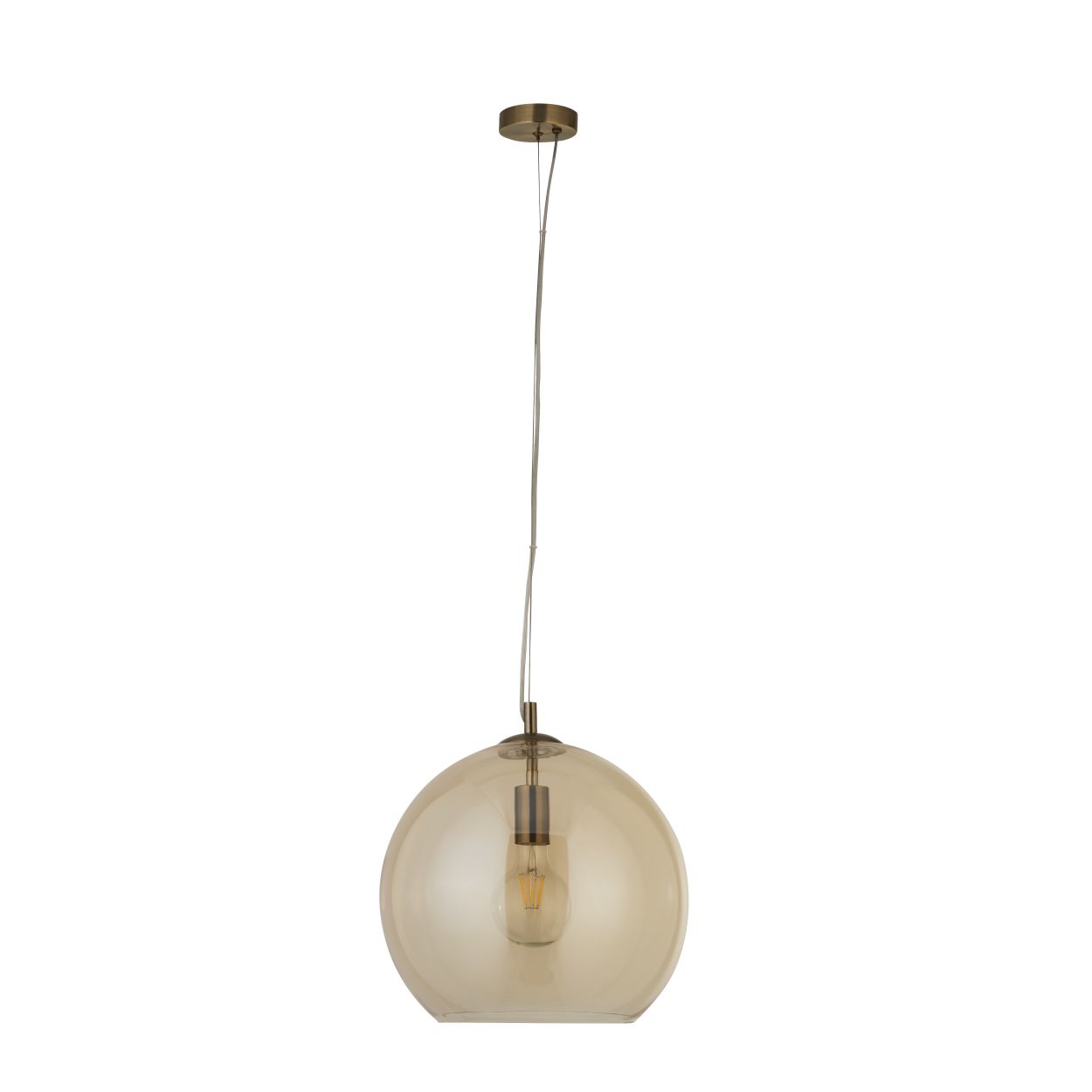 Searchlight Balls Hanglamp Antique Messing Metaal & Amber Glas