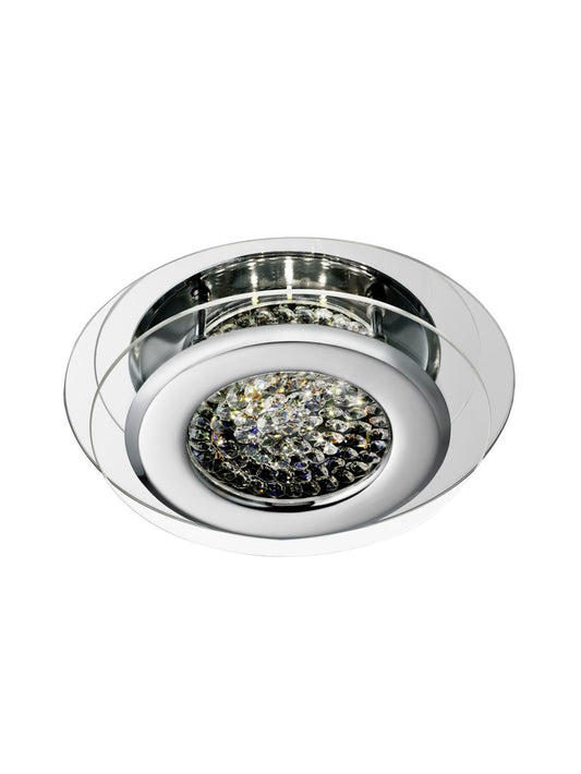 Searchlight Vesta LED Flush Chroom & Helder Kristal
