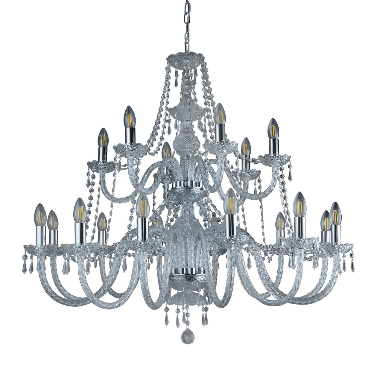 Searchlight Hale 18Lt Hanglamp Chroom Metaal & Helder Kristal