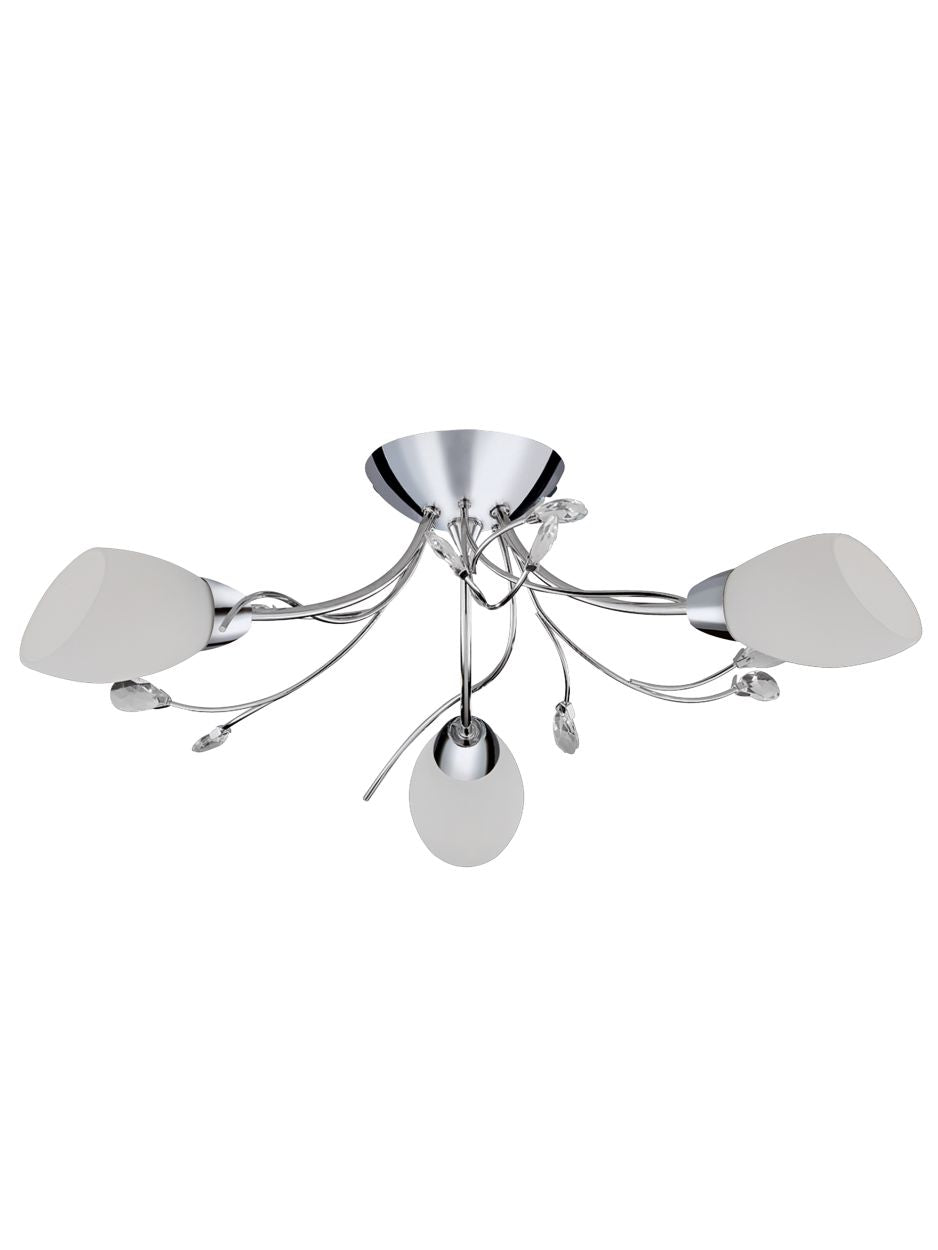 Searchlight Gardenia 3Lt Flush Gepolijst Chroom & Glas