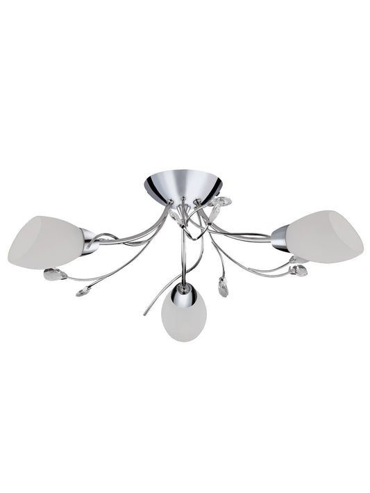 Searchlight Gardenia 3Lt Flush Gepolijst Chroom & Glas