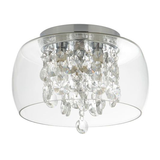 Searchlight Curva 3Lt Bathroom Flush Chroom Metaal & Kristal Glas