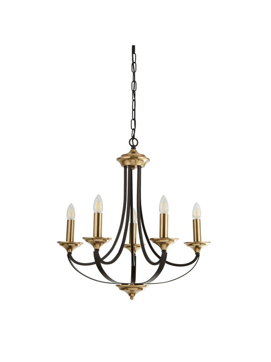 Searchlight Belfry 5Lt Hanglamp Dark Brons & Bruin Metaal