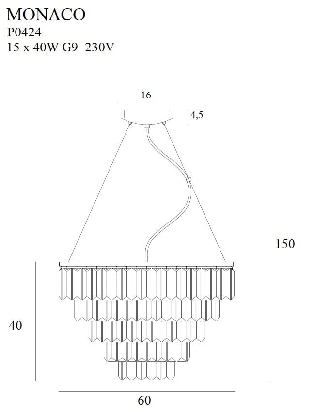 Maxlight P0424 Hanglamp Monaco Goud Ø 60 Cm
