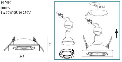 Maxlight H0039 Recessed Fine Vierkant Wit