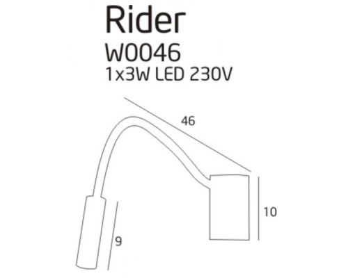 Maxlight W0046 Wandlamp Rider Zwart