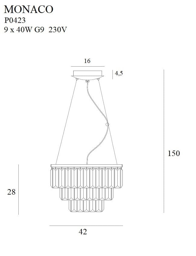 Maxlight P0423 Hanglamp Monaco Goud Ø 42 Cm