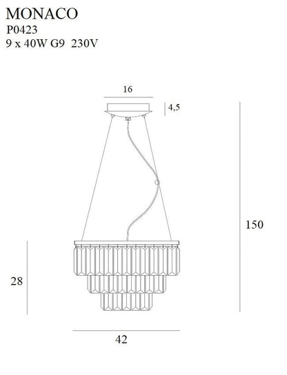 Maxlight P0423 Hanglamp Monaco Goud Ø 42 Cm
