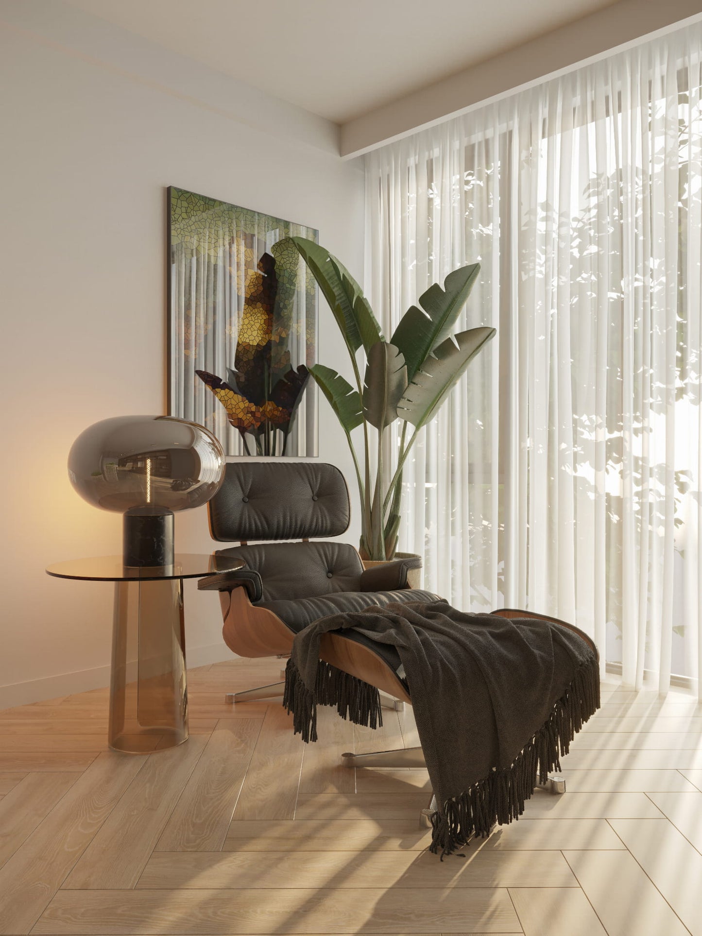 Maxlight T0057 Tafellamp Moonstone Smoke Glas + Zwart Marmer