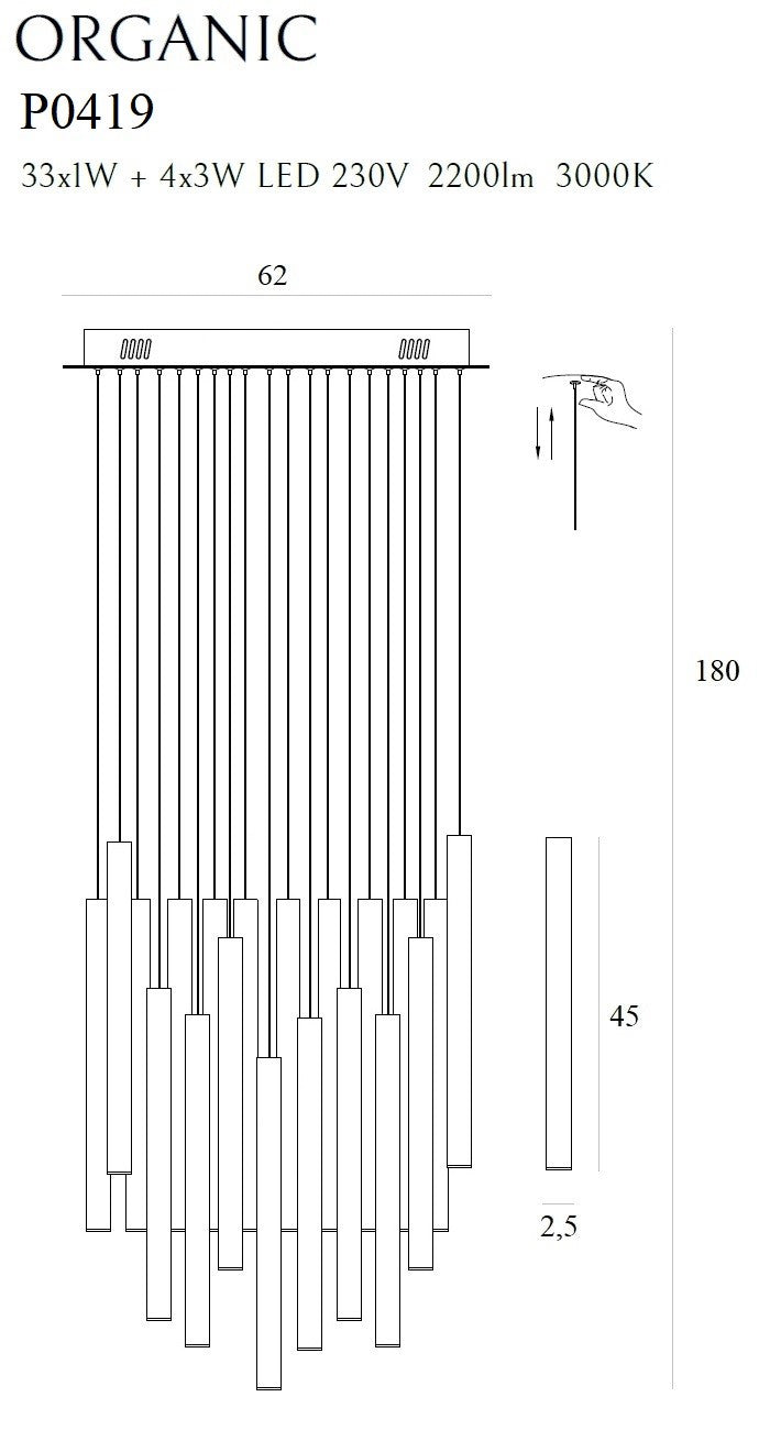 Maxlight P0419D Hanglamp Organic 33X1 Zwart