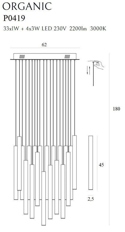 Maxlight P0419D Hanglamp Organic 33X1 Zwart