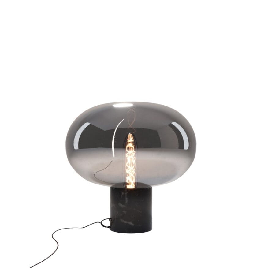 Maxlight T0057 Tafellamp Moonstone Smoke Glas + Zwart Marmer
