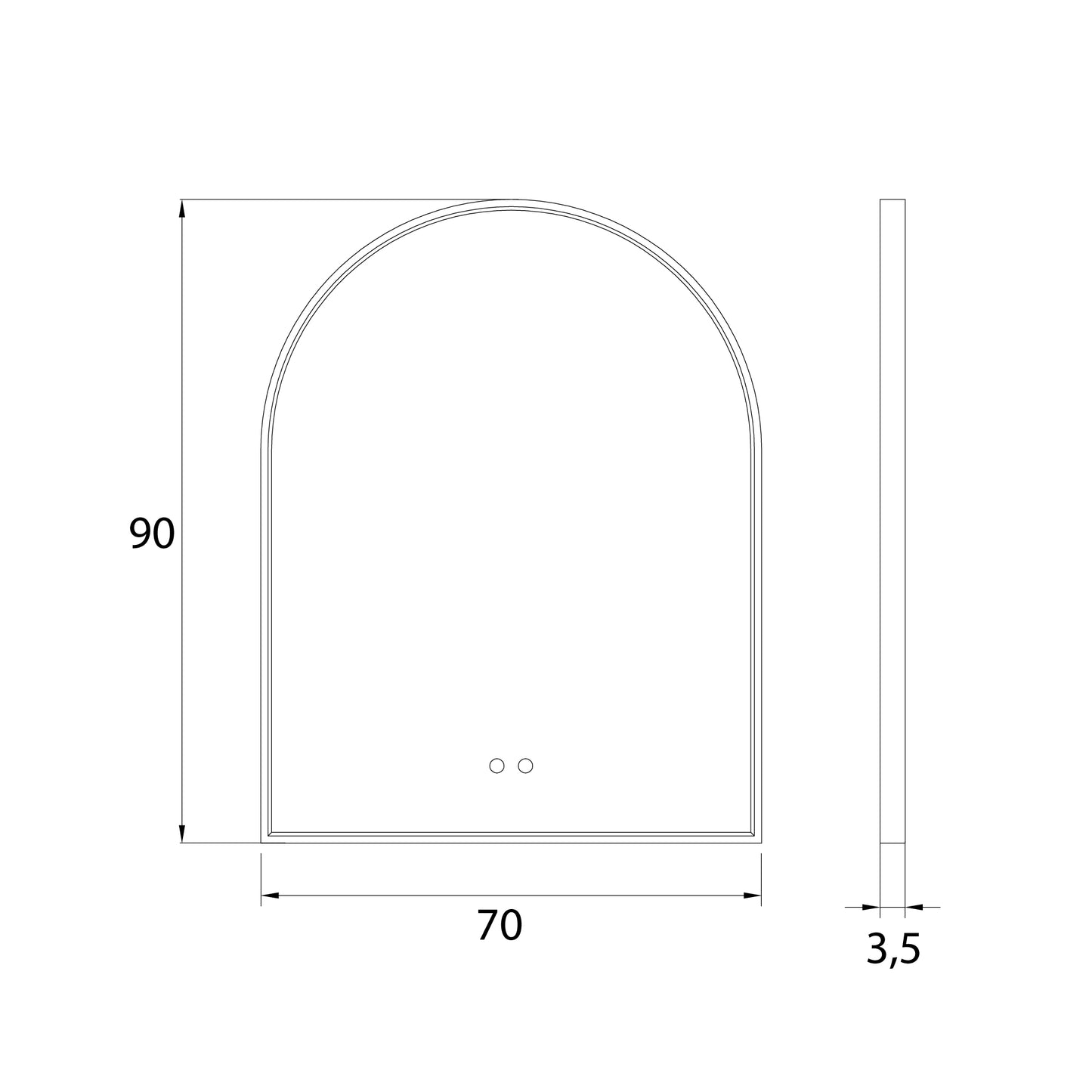 Maxlight W0386 Mirror Halve Cirkel 90X70Cm Goud Spiegel