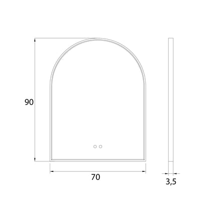 Maxlight W0386 Mirror Halve Cirkel 90X70Cm Goud Spiegel