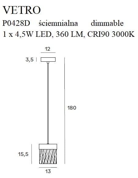 Maxlight P0428D Hanglamp Vetro